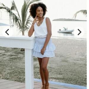 Southern Saint Ladies Seersucker Chambray Ruffle Skirt Size XL